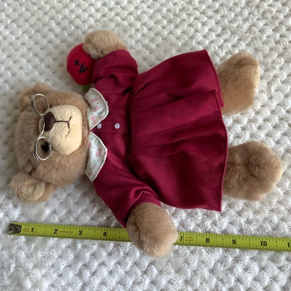 Artapower Plush Teacher Bear w Glasses and Apple in Red Dress Stuffed Animal Toy - Picture 12 of 12